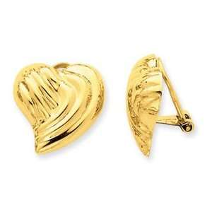  14k Yellow Gold Non pierced Heart Earrings Jewelry