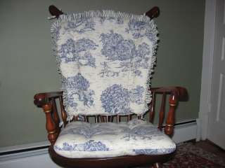 Blue Toile Adult Rocking Chair Cushions  