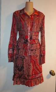   Pretty 2 Pc Paisley Silk Tiered Shirt & Ruffled Hem Skirt Set 6  