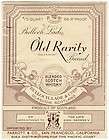 1930s Old Rarity Brand Scotch Whiskey Label   Glasgow, Scotland