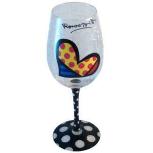    Romero Britto Heart w/ Polka Dot Base Wine Glass