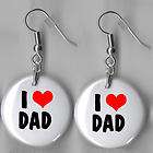 DAD I heart Love Earrings dangle Fathers Daddy day  