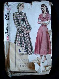 Vintage Sewing Pattern Simplicity #2523 Dress 1940S Small  