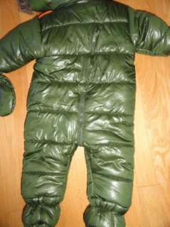 ABSORBA BABY INFANT BOYS GREEN SNOWSUIT BUNTING W/ MITTENS 6M 9M NWT 