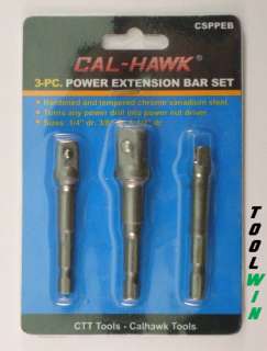 3pc Power Drill Socket Wrench Adapter Extension Bar Set 1/4 3/8 1/2 
