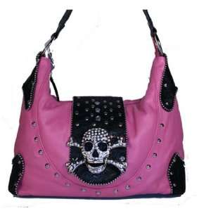Rockabilly Pink Punk Rock Skull Buckle with Crystal and metal Studded 