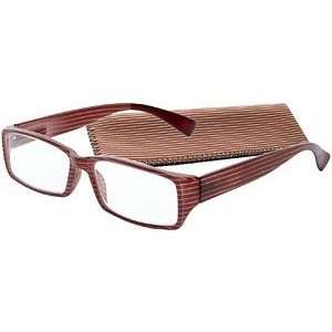 ICU Eyewear Reading Glasses Model 7148 Full Rectangle Pinstripe Brown 