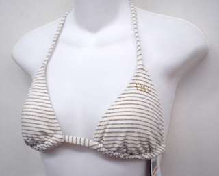 GUESS White Gold String Bikini Top Swimsuit M Cup B  