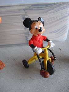 Vintage Plastic Mickey Mouse on Tricycle Figurine LOOK  
