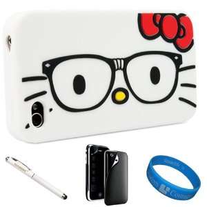  Nerdy Glasses Hello Kitty Snug Fit Soft Silicone Skin Protector Case 