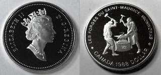 1988 canadian dollar saint maurice ironworks proof coin raised frosted 