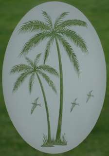 New 15x23 PALM TREES OVAL WINDOW DECAL Vinyl Glass Cling Tropical Door 