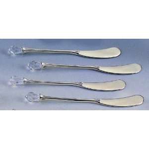  SET OF 4 SILVER PLATED SPREADERS WITH CRYSTAL TIP Kitchen 