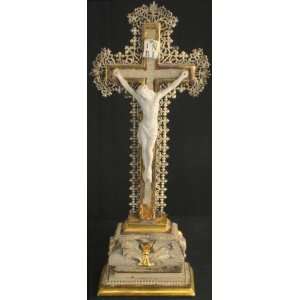   French Chalkware Ornate Standing Crucifix Cross: Everything Else