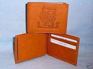 LSU TIGERS Leather BiFold Wallet NEW tan  
