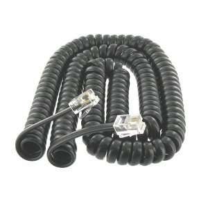  Black Coiled Telephone Phone Handset Cable Cord, Coiled 