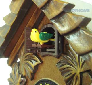 New Traditional Wooden Cuckoo Wall Clock Handcarfted Roof Top Birds 