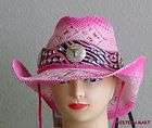 western hot pink zebra hatband hat texas star longhorn cowgirl