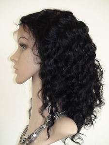 indian remy human hair 18 1# deep wave full lace wig  
