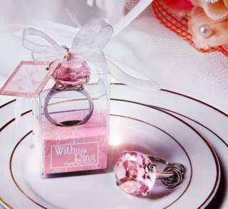 Super Carat Wedding Party Gift Favor Ring Keychain Whit  
