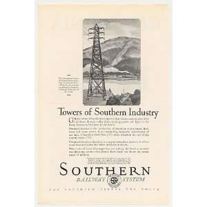   1926 Southern Railway System Electric Towers Print Ad
