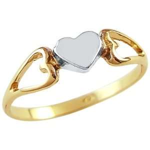   14k Yellow and White Gold Two Tone Heart Love Womens Ring Jewelry