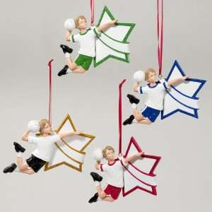  Club Pack of 12 Volleyball Boy Star Christmas Ornaments 