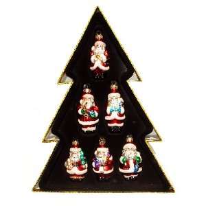 Set of 6 Winter Fun Glass Santa Claus Christmas Ornaments #829004 