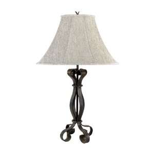   Forged Wrought Iron Table Lamp with Linen Shade BO 